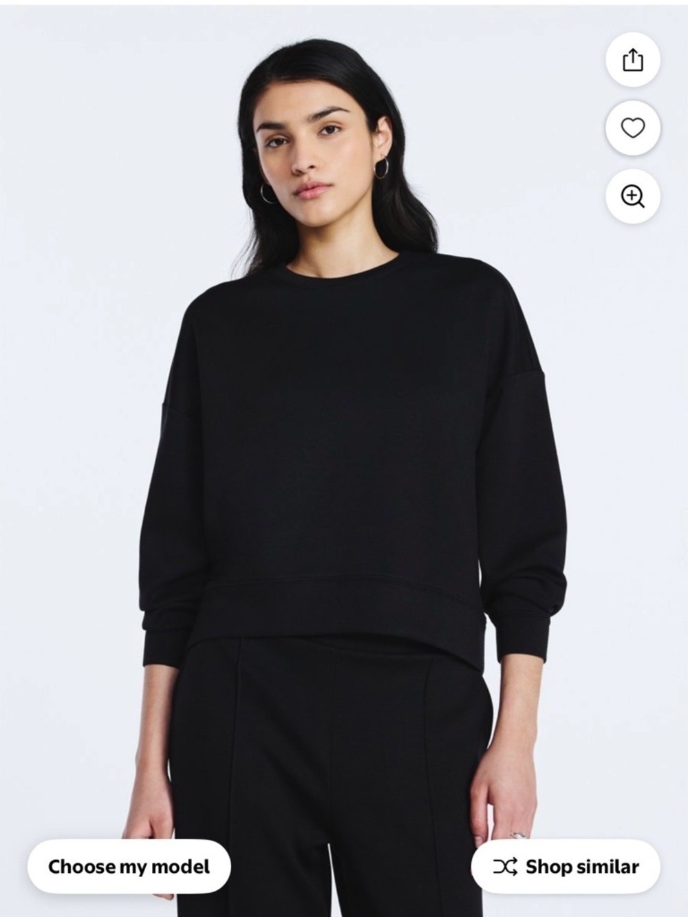 Scoop Scubaknit Cropped Sweatshirt Black XXL Oversized Drop Shoulder Pullover